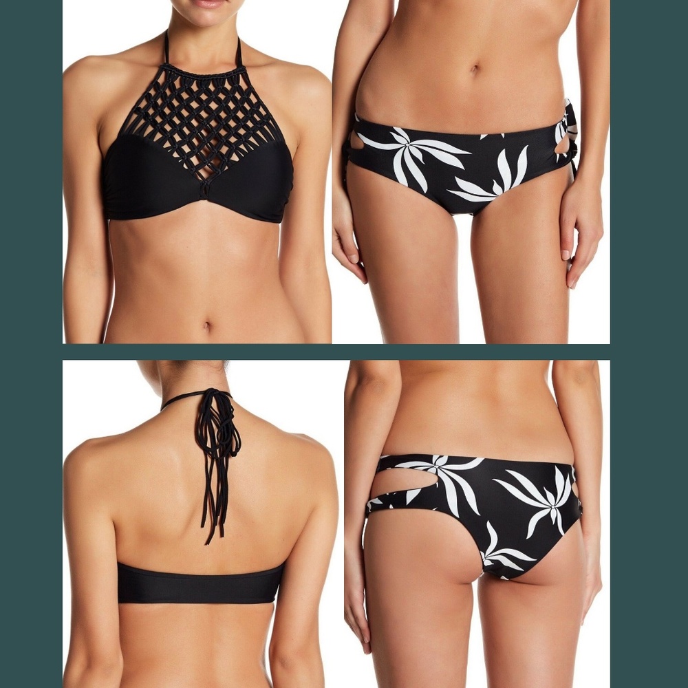 NWT $273 MIKOH Lanikai Macrame Bikini Top +‎ Kaena Bottom [SZ Medium ]